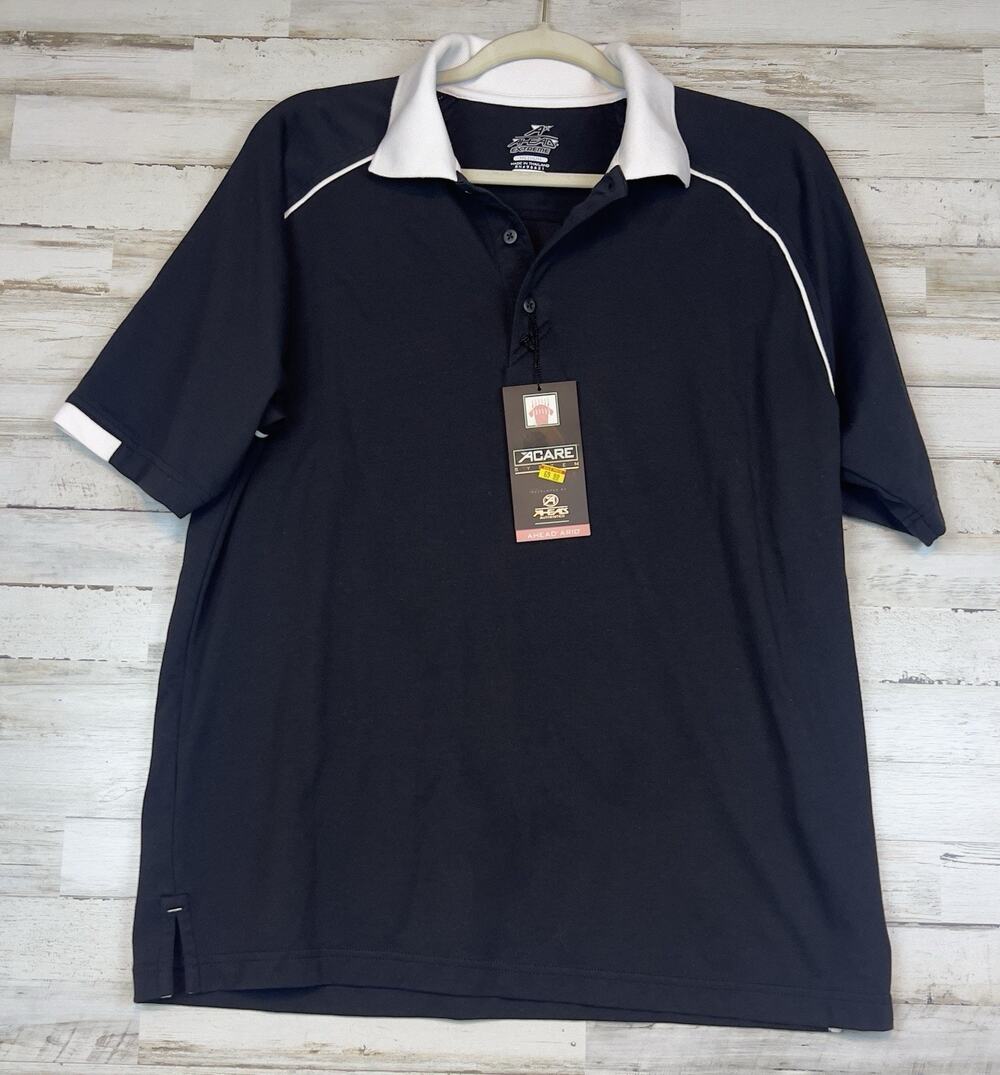 Vintage Ahead Extreme Mens M Performance Golf Polo Black White Pima Cotton NWT